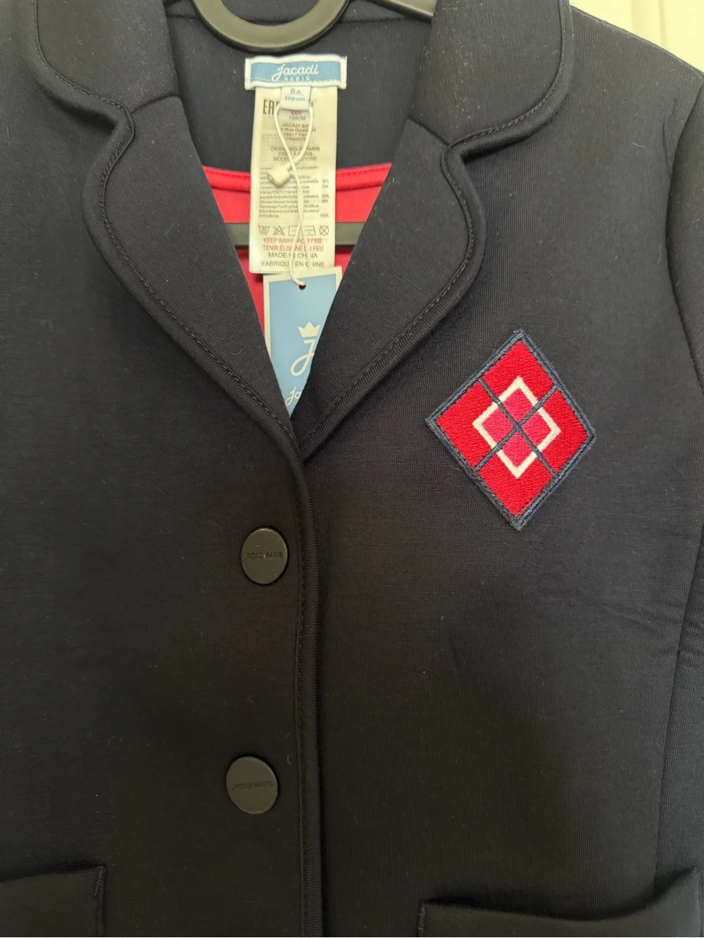 Jacadi Girls Navy Blazer with Red Diamond Patch